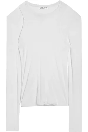 Jil Sander Tops, Dames, Wit, S, Katoen, Top met ronde hals