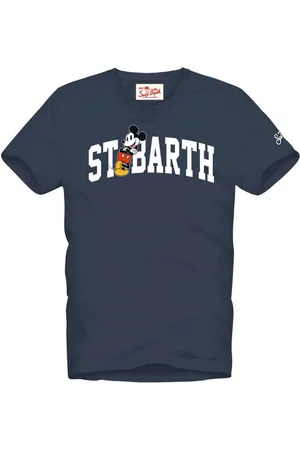MC2 SAINT BARTH Tops, Heren, Blauw, L, Katoen, Mickey College Katoenen T-shirt