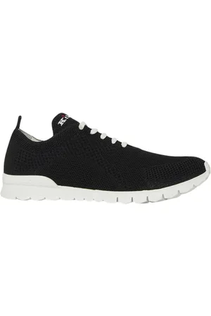 Kiton Schoenen, Heren, Zwart, 41 1/2 EU, Zwarte Knit Sneakers met Witte Zool