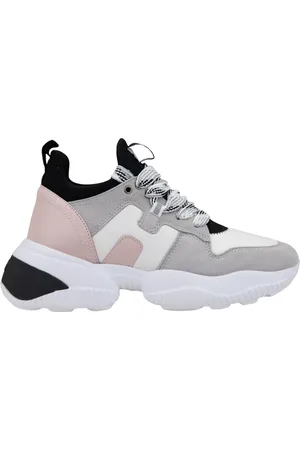 Hogan Schoenen, Dames, Veelkleurig, 35 EU, Leer, Suede Lace-Up Sneakers met Glitterveters