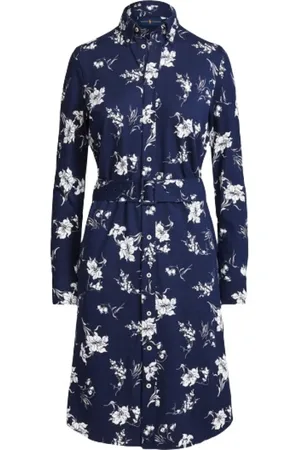 Ralph Lauren Kleedjes, Dames, Blauw, 2Xl, Katoen, Floral Oxford Katoenen Overhemdjurk