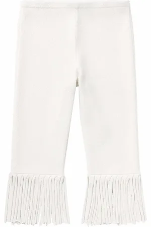 Proenza Schouler Korte broeken, Dames, Wit, S, Polyester, Gebreide Fietsbroek met Franjes