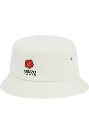 Kenzo Accessoires, unisex, Wit, L, Katoen, Flower Crest Bob Hat