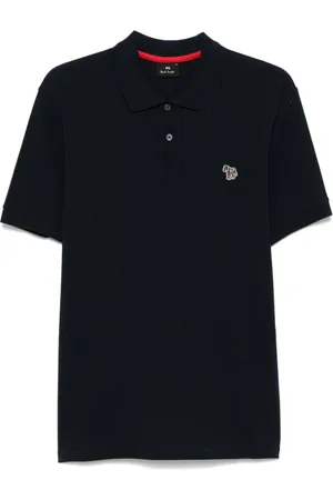 Paul Smith Tops, Heren, Blauw, XL, Blauwe Zip Polo Shirt met Zijsplitten