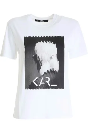 Karl Lagerfeld Tops, Dames, Wit, M, Katoen, Karl Legend Print T-shirt
