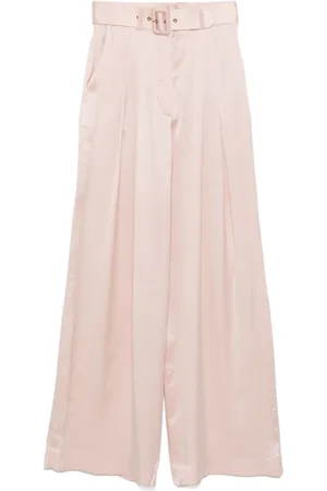 ZIMMERMANN Broeken, Dames, Roze, M, Satijn, Zijden Palazzo Broek