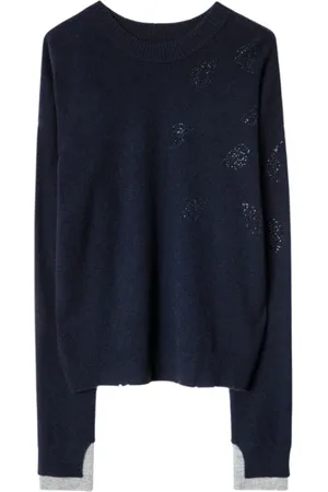 Zadig & Voltaire Truien, Dames, Blauw, L, Wol, Rondgebreide trui