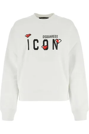 Dsquared2 Sweatshirts & Hoodies, Dames, Wit, S, Katoen, Katoenen Sweatshirt
