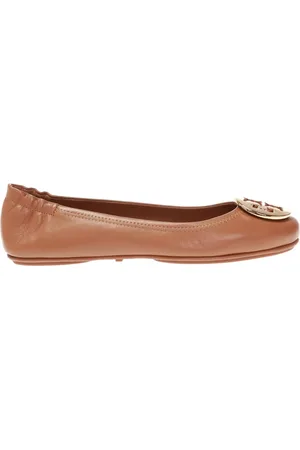 Tory Burch Schoenen, Dames, Bruin, 37 EU, Leer, Leren ballerina`s met logo