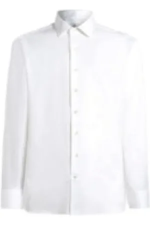 Etro Overhemden, Heren, Wit, M, Katoen, Witte Jacquard Overhemd Italiaanse Kraag