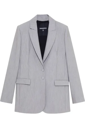 Patrizia Pepe Jassen, Dames, Grijs, M, Polyester, Grijze Viscose Blazer met Twee Knoopsluiting