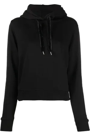 Tommy Hilfiger Sweatshirts & Hoodies, Dames, Zwart, L, Katoen, Short Velvet Trim Hoodie