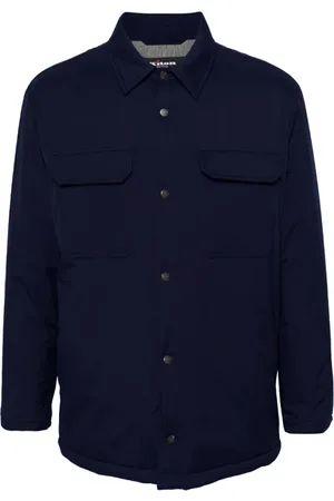 Kiton Jassen, Heren, Blauw, L, Polyester, Polyester Jas Modern Style