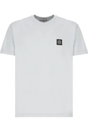 Stone Island Tops, Heren, Blauw, S, Katoen, Katoenen T-shirt met Logopatch