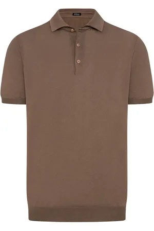 Kiton Tops, Heren, Bruin, S, Katoen, Zacht Egyptisch katoenen poloshirt