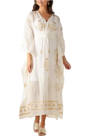 Greek Archaic Kori Kleedjes, Dames, , M, Linnen, Maxi Jurk voor Zomerse Dagen