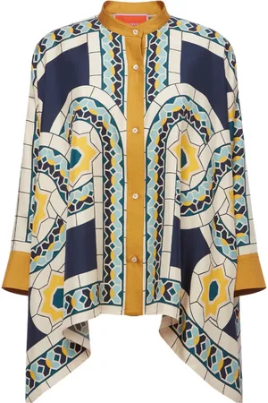 La DoubleJ Blouses & Shirts, Dames, Blauw, XS, Zijden Foulard Blouse