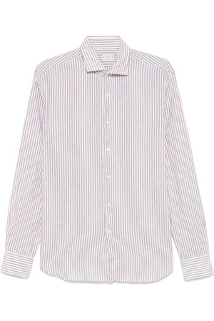 Xacus Overhemden, Heren, Bruin, L, Witte Button-Up Overhemd met Cutaway Kraag