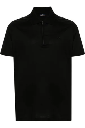 Paul & Shark Tops, Heren, Zwart, XL, Katoen, Gebreide polo shirt in zwart
