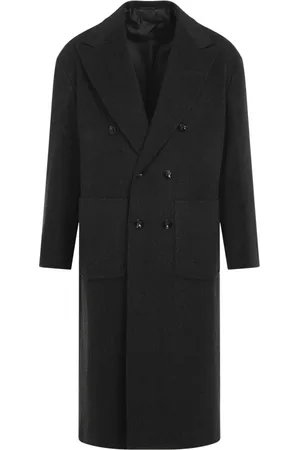 Kiton Mantels, Heren, Grijs, M, Wol, Luxueuze Grijze Jas