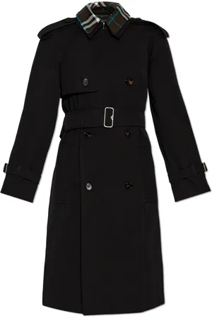 Burberry Mantels, Dames, Zwart, S, Katoen, Katoenen Trenchcoat