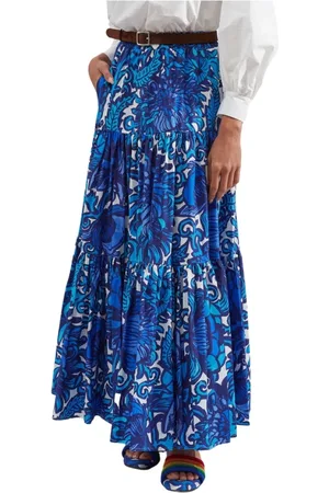 La DoubleJ Rokken, Dames, Blauw, S, Katoen, Gelaagde Katoenen Rok