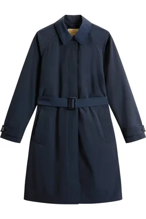 Woolrich Mantels, Dames, Blauw, L, Blauwe Zomer Trenchcoat