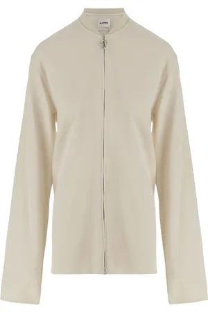 Jil Sander Jassen, Dames, Wit, S, Viscose Blend Zipper Jacket