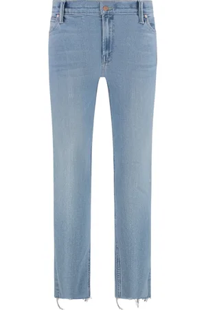 Mother Jeans, Dames, Blauw, W29, Katoen, Gerafelde Enkel Jeans