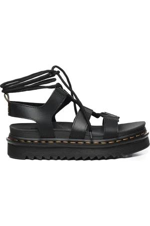 Dr. Martens Schoenen, Dames, Zwart, 40 EU, Leer, Zwarte Leren Gladiator Sandalen