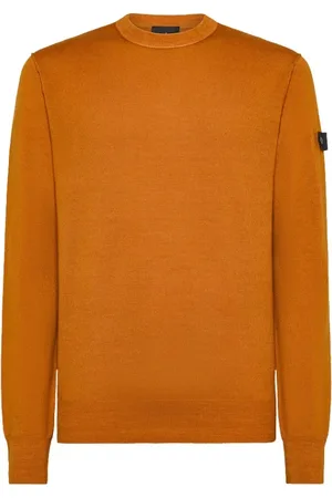 Peuterey Truien, Heren, Geel, S, Wol, Gebreide wollen trui met acid wash
