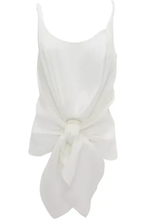 J.W.Anderson Tops, Dames, Wit, 2Xs, Polyester, Top met geknoopte bandjes