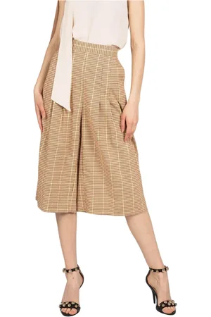 Patrizia Pepe Rokken, Dames, Bruin, S, Loose Fit High Waist Geruite Broek