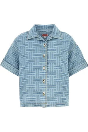 Kenzo Blouses & Shirts, Dames, Blauw, S, Denim, Geborduurde denim blouse