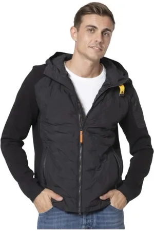 Parajumpers Jassen, Heren, Zwart, L, Leer, Hooded Bi-Material Jacket Benjy