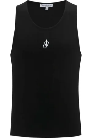J.W.Anderson Tops, Heren, Zwart, S, Zwarte Geborduurde Tanktop