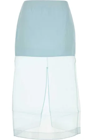 ZIMMERMANN Rokken, Dames, Blauw, M, Organza, Organza Crush Layered Rok