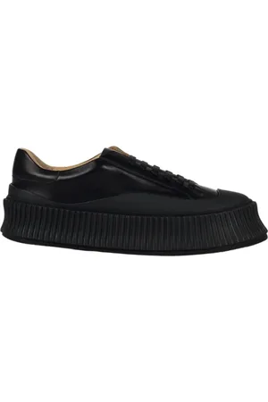 Jil Sander Schoenen, Dames, Zwart, 36 EU, Leer, Low-Top Leren Sneakers
