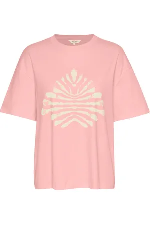 Part Two Tops, Dames, Roze, 2Xl, Katoen, Graphic Print Tee Rose