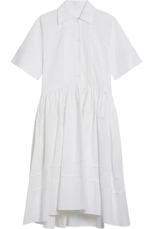 Jil Sander Kleedjes, Dames, Wit, S, Katoen, Uitlopende Midi Jurk