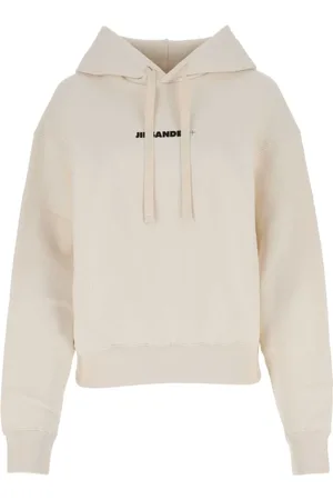 Jil Sander Sweatshirts & Hoodies, Dames, Geel, M, Katoen, Oversized Crème Katoenen Sweatshirt