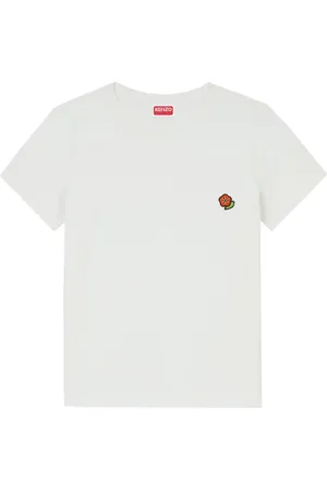 Kenzo Tops, Dames, Wit, M, Katoen, Geborduurde katoenen T-shirt