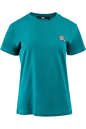 Karl Lagerfeld Tops, Dames, Groen, XS, Katoen, Iconic Dames T-shirt Groen