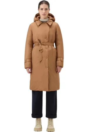 Woolrich Mantels, Dames, Bruin, S, Wol, Lichtgewicht Donzen Jas