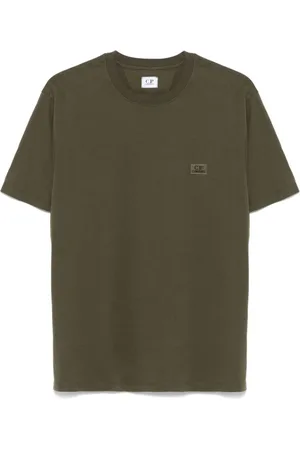 C.P. Company Tops, Heren, Groen, M, Katoen, Groene Logo Katoenen T-shirt