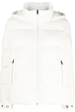Kiton Jassen, Dames, Wit, M, Wol, Gewatteerde Jas met Capuchon