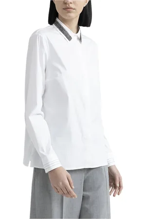 PESERICO SIGN Blouses & Shirts, Dames, Wit, S, Katoen, Stretch Katoen Poplin Blouse