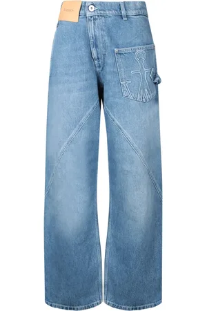 J.W.Anderson Jeans, Dames, Blauw, W28, Katoen, Blauwe Twisted High Waist Jeans
