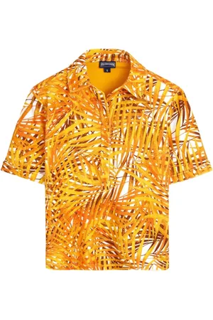 Vilebrequin Tops, Dames, Oranje, S, Katoen, Palm Leaves Terry Polo Shirt voor dames