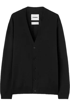 Jil Sander Truien, Heren, Zwart, L, Wol, V-Hals Gebreide Trui